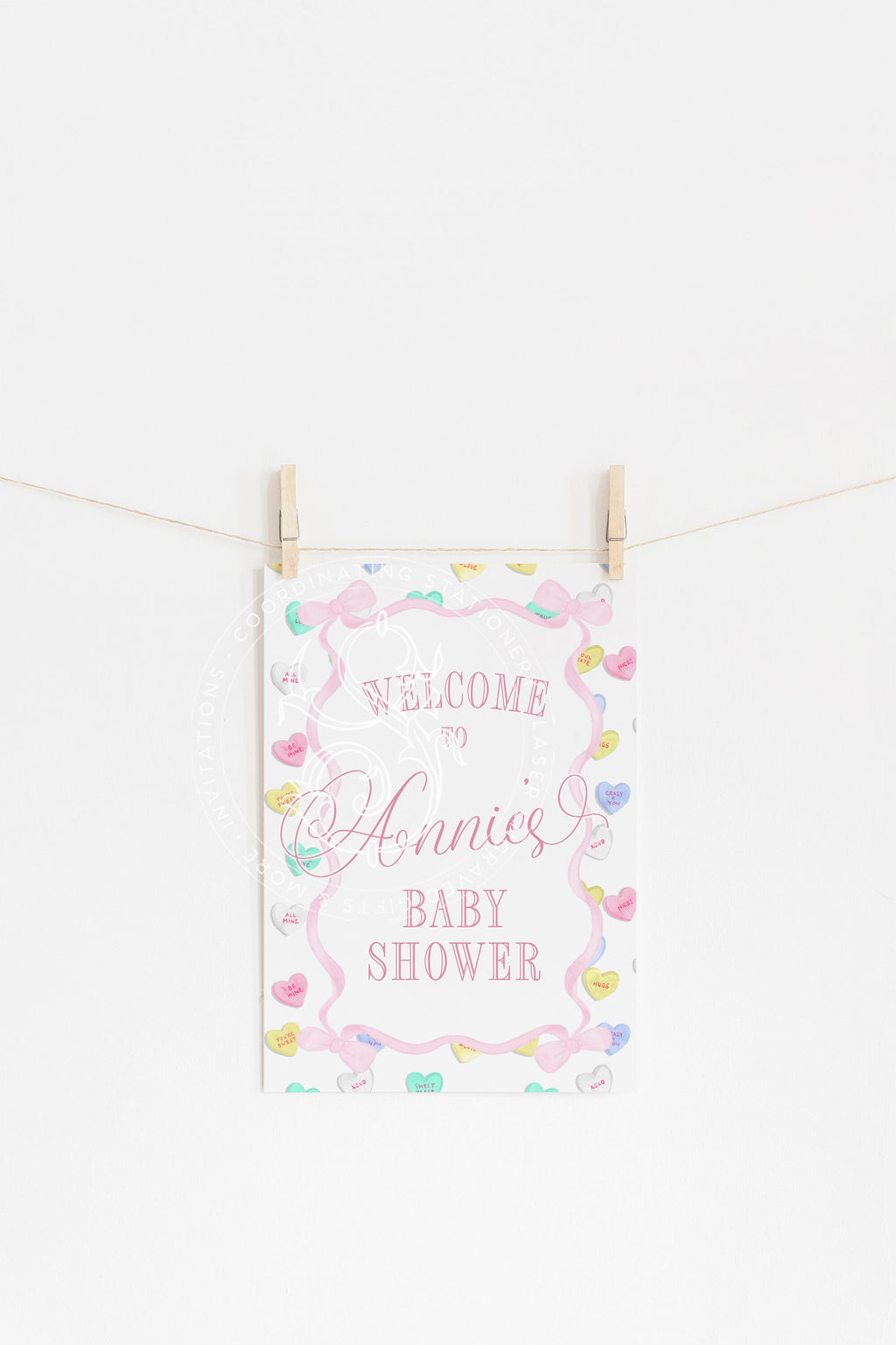 Pink Heirloom Bow Baby Shower Welcome Sign 10
