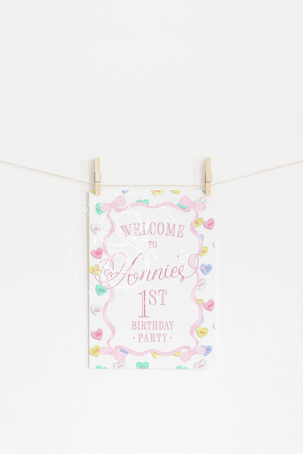 Pink Heirloom Bow Baby Shower Welcome Sign 7