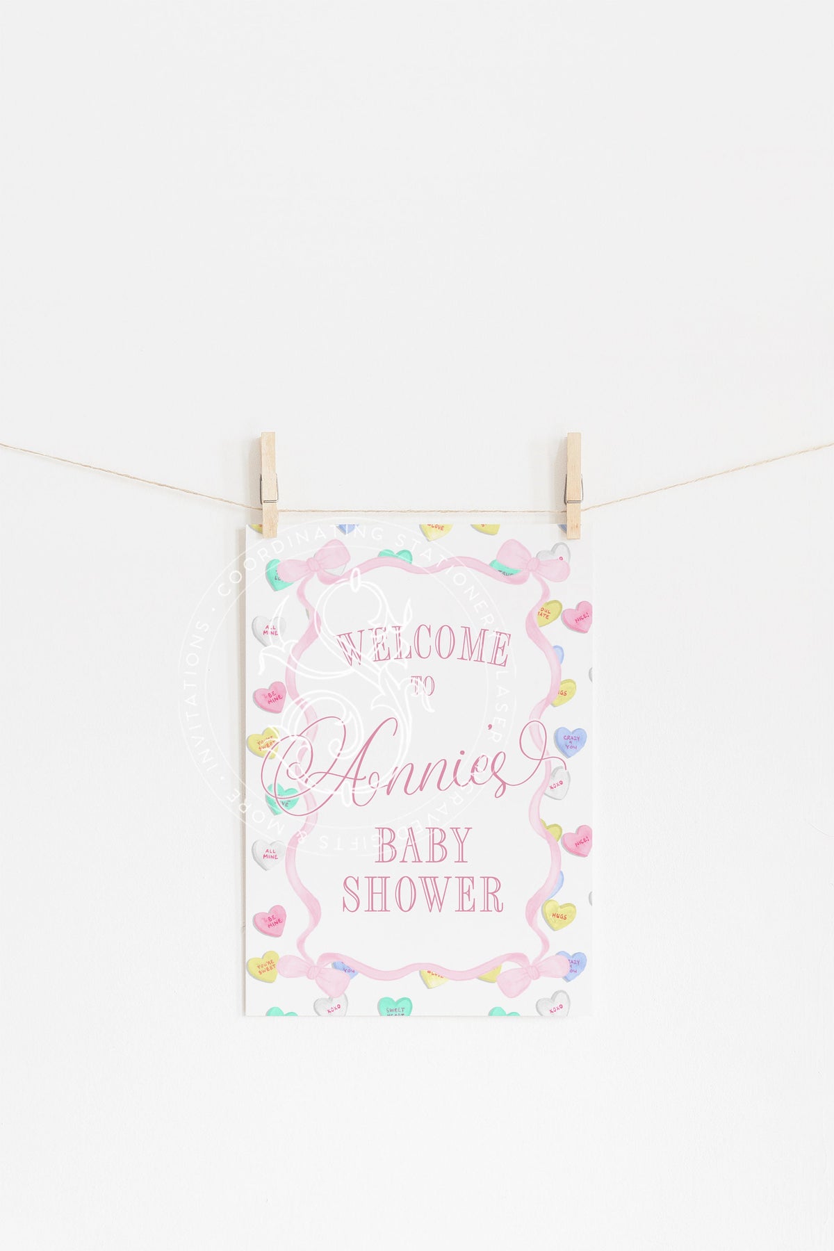 Pink Heirloom Bow Baby Shower Welcome Sign 8