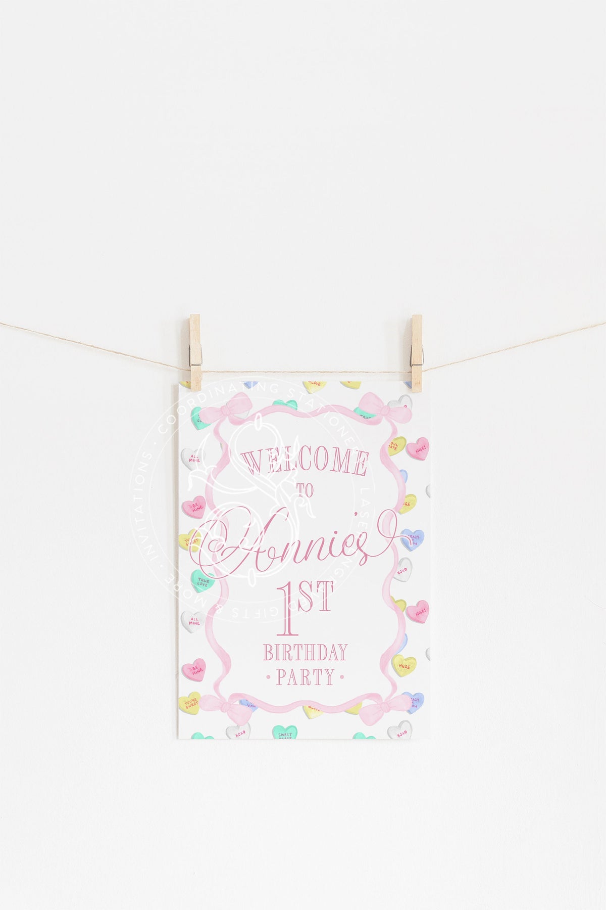 Pink Heirloom Bow Baby Shower Welcome Sign 9