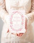 Pink Hydrangea Baby Shower Invitations: Bow Wreath | Digital File