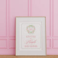 Pink Hydrangea Monogram Baby Shower Welcome Sign