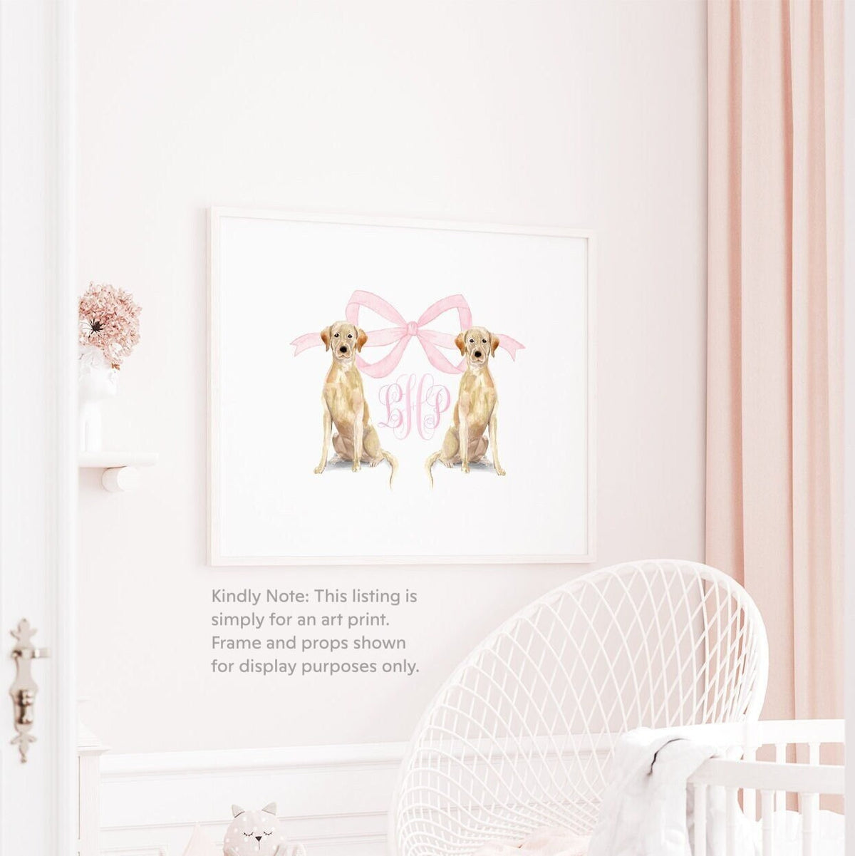 Pink Labrador Retriever Monogram Nursery Art Print - image 2