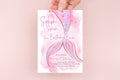 Pink Mermaid Tail Birthday Invitation printed children's birthday invitation
