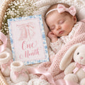 Pink monogram baby girl milestone cards for monthly photos