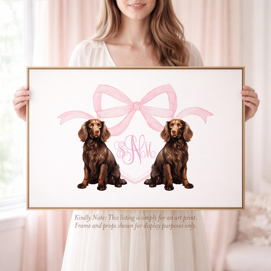 Pink Monogram Boykin Spaniel Art Print: Girl Nursery Decor - image 1
