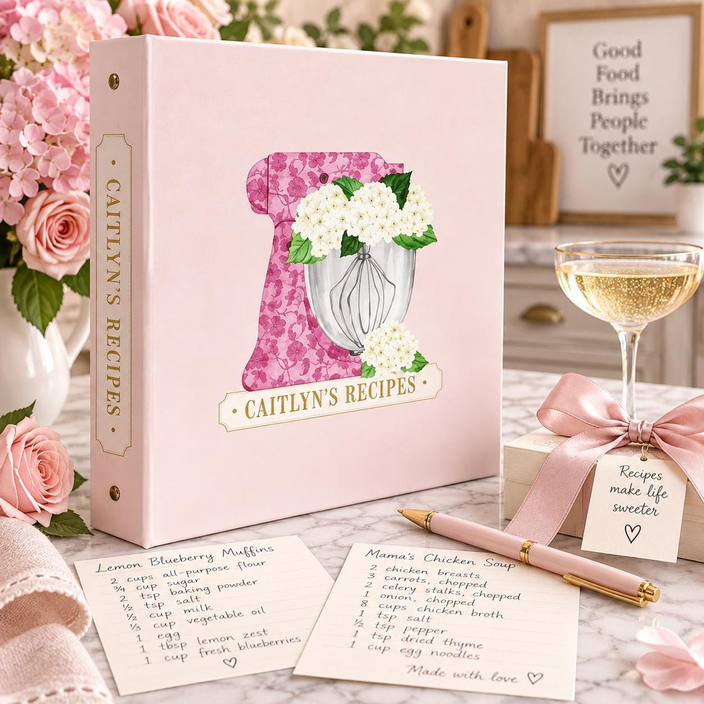Pink Personalized Bridal Recipe Binder - image 1