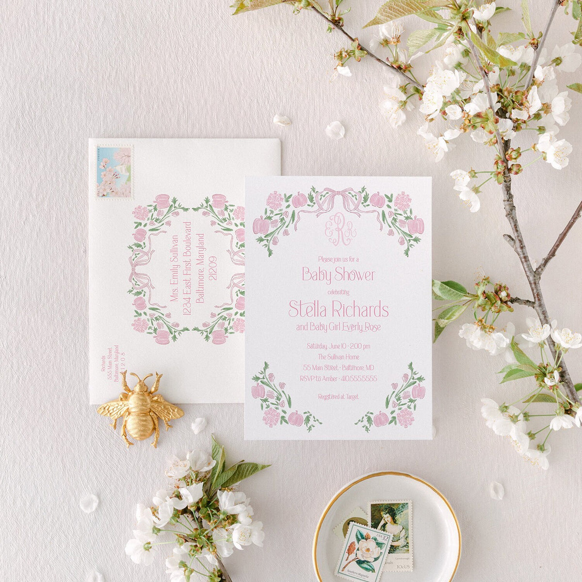 Pink Pumpkin Baby Shower Invitations: Fall Girl Baby Sprinkle printed invitation