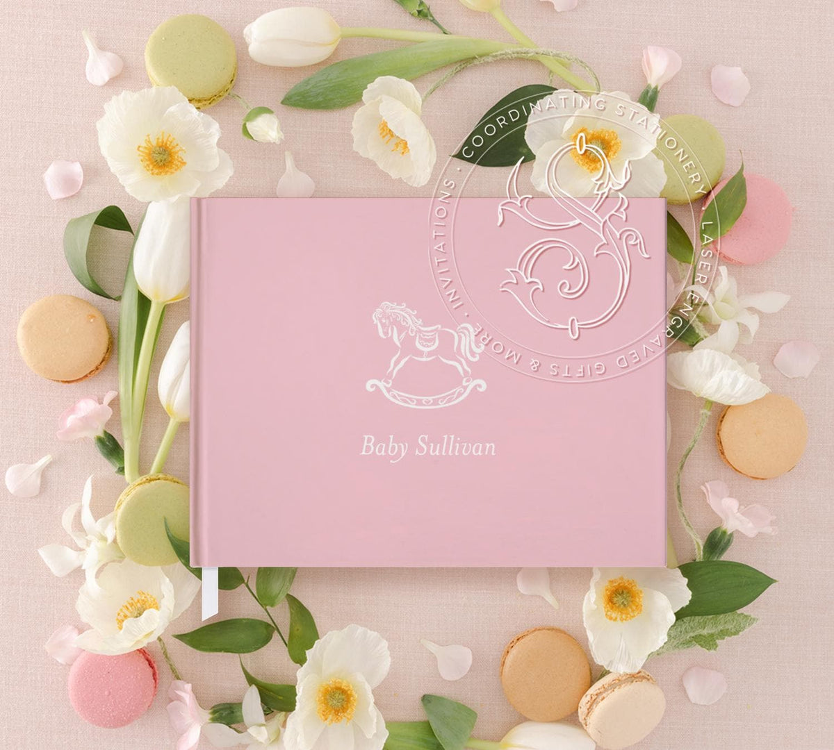Pink Rocking Horse Baby Shower Guest Book - image 1