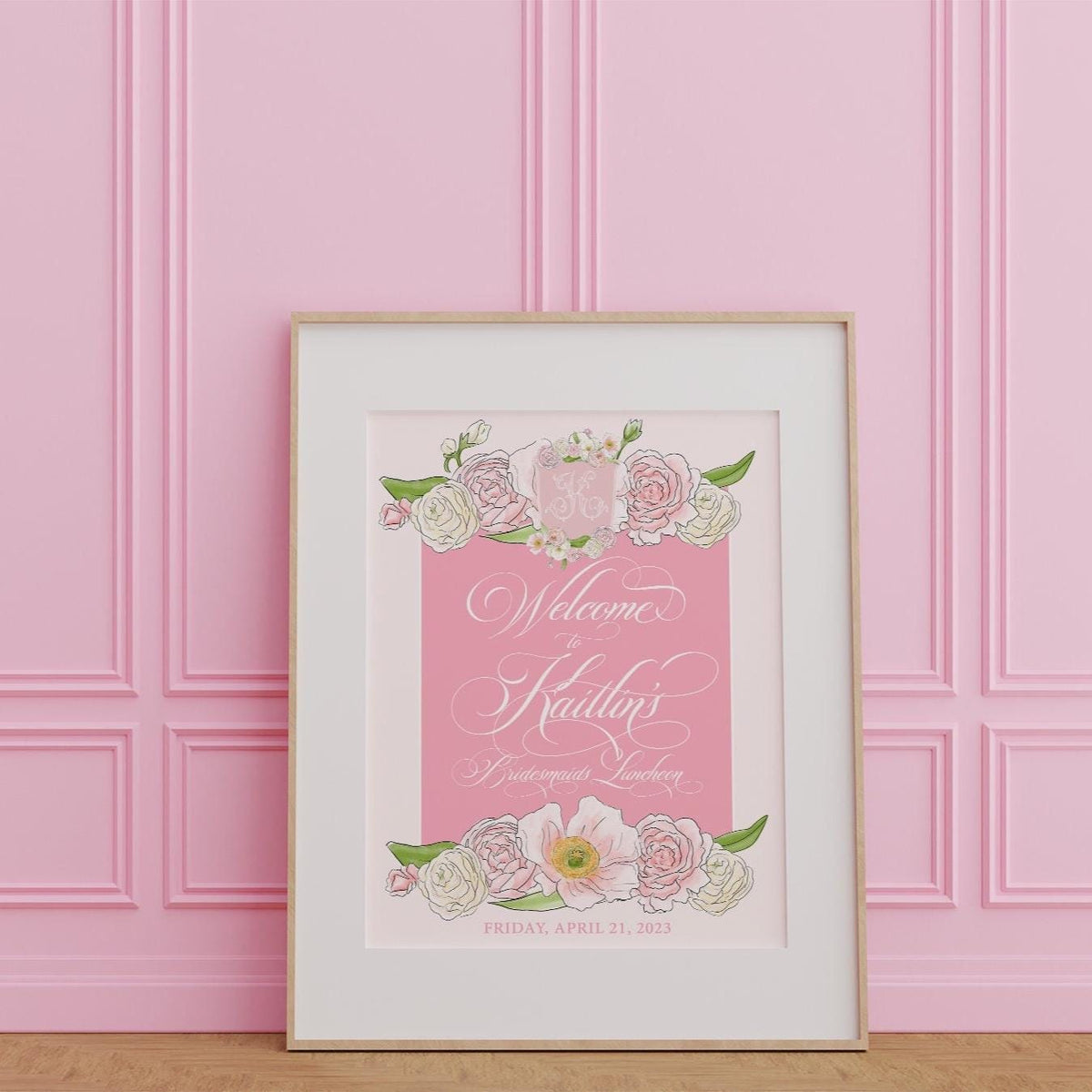 Pink Watercolor Flowers Bridal Shower Welcome Sign