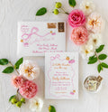 Pumpkin Baby Shower Invitations: Pink Bow, Hand Drawn Girl printed invitation