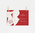 Red Bow Monogram Baby Shower Welcome Sign