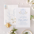 Rocking Horse Baby Shower Invitation: Classic Monogram Crest printed invitation