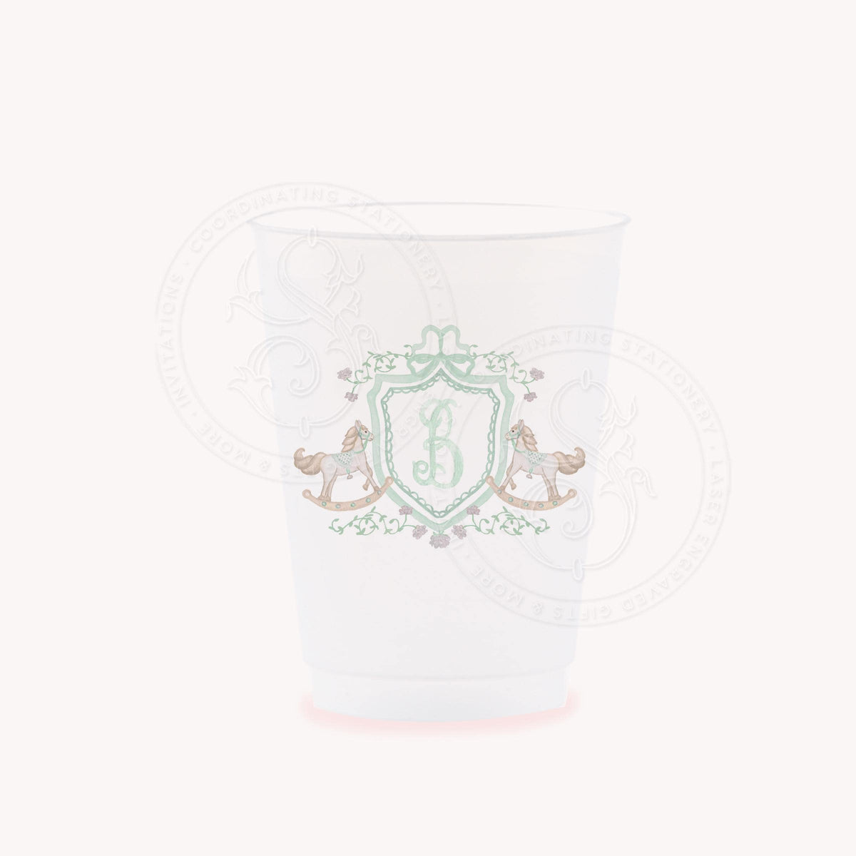 Rocking horse personalized frosted party cups