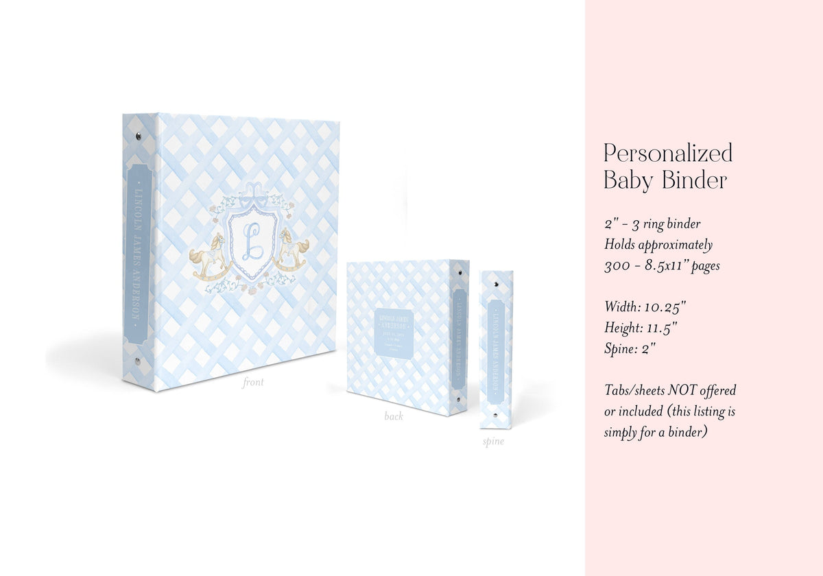 Rocking horse personalized baby book binder