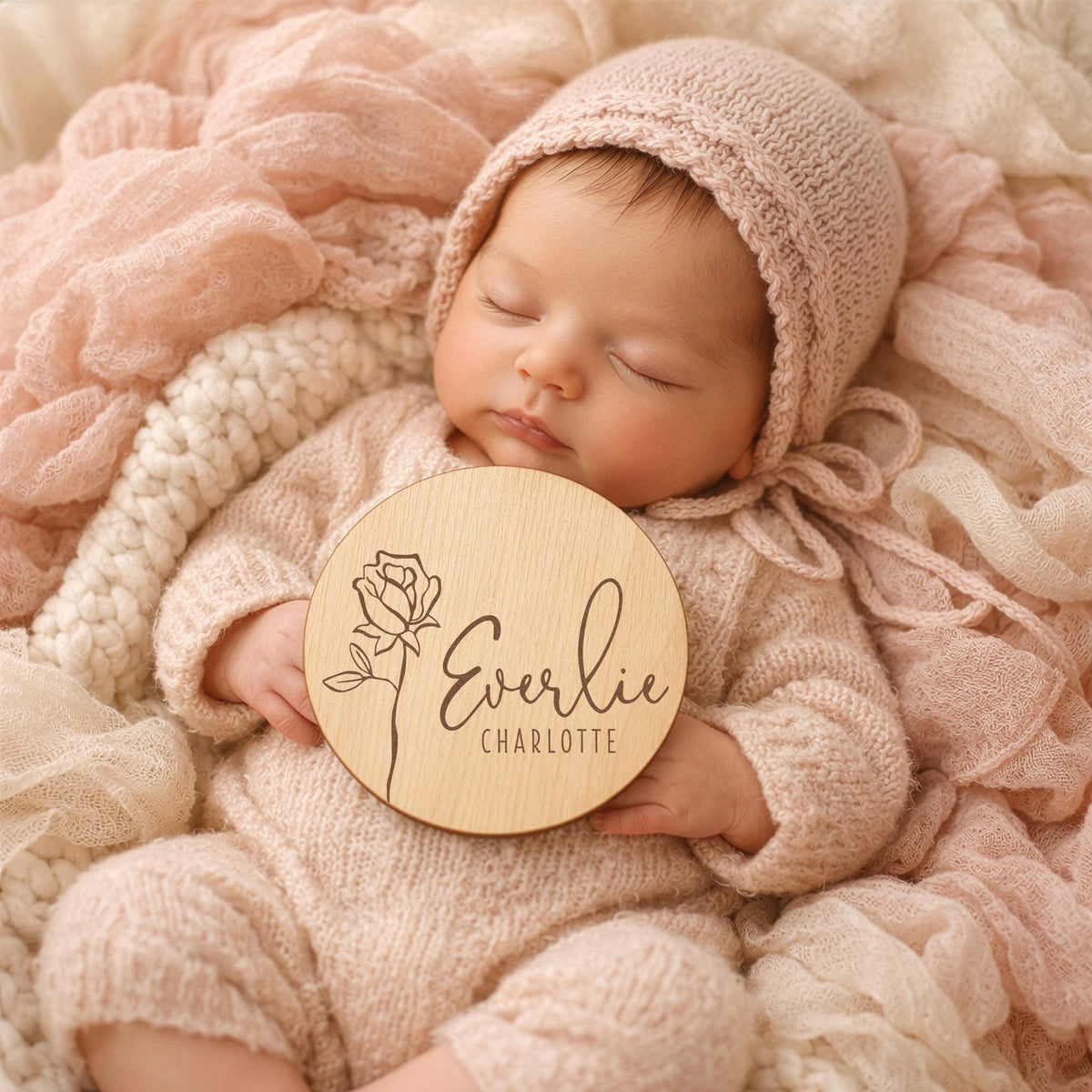 Rose Engraved Baby Name Sign - image 1