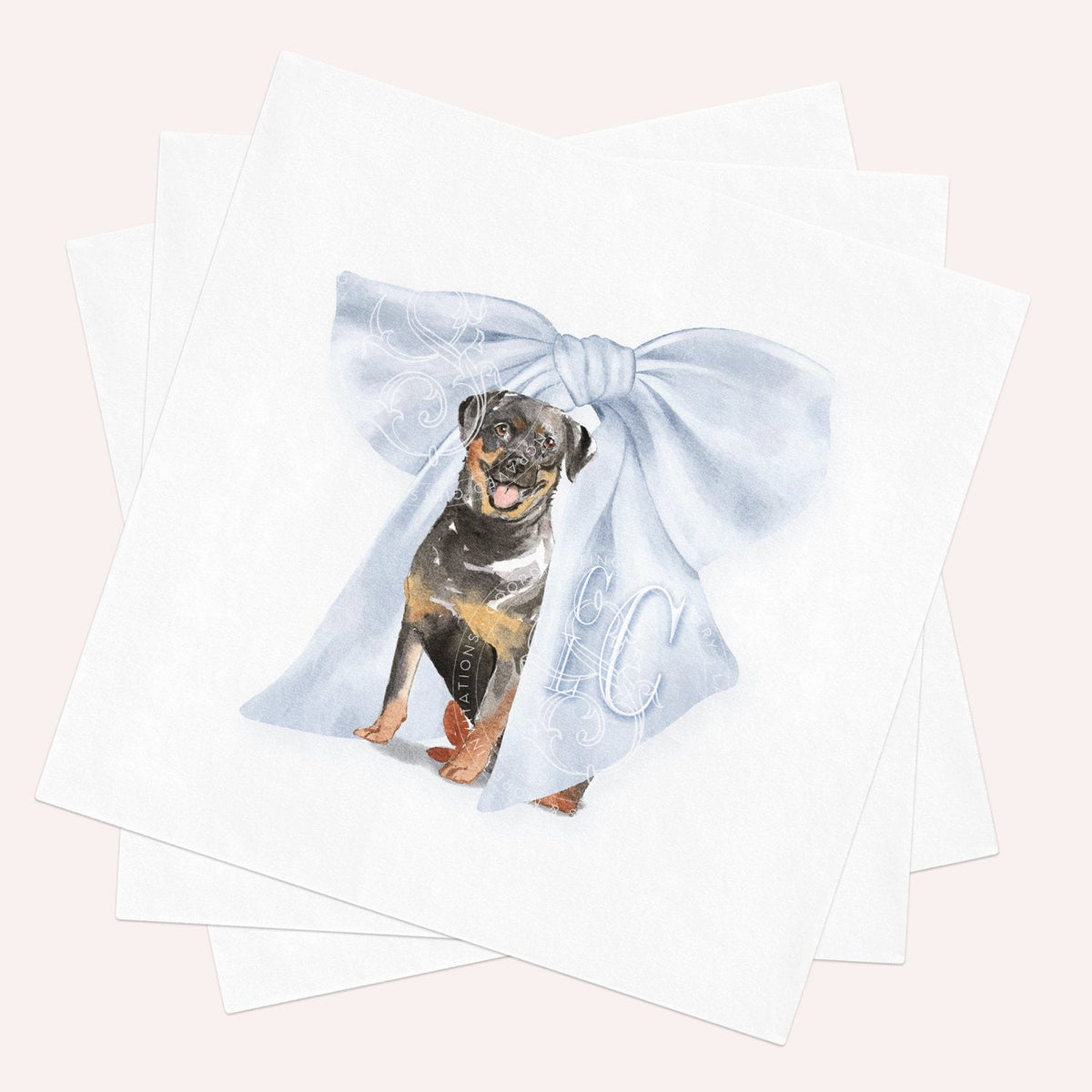 Rottweiler Baby Shower Napkins: Custom Monogrammed Cocktail Napkins