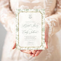 Sage green chinoiserie printed bridal shower invitations