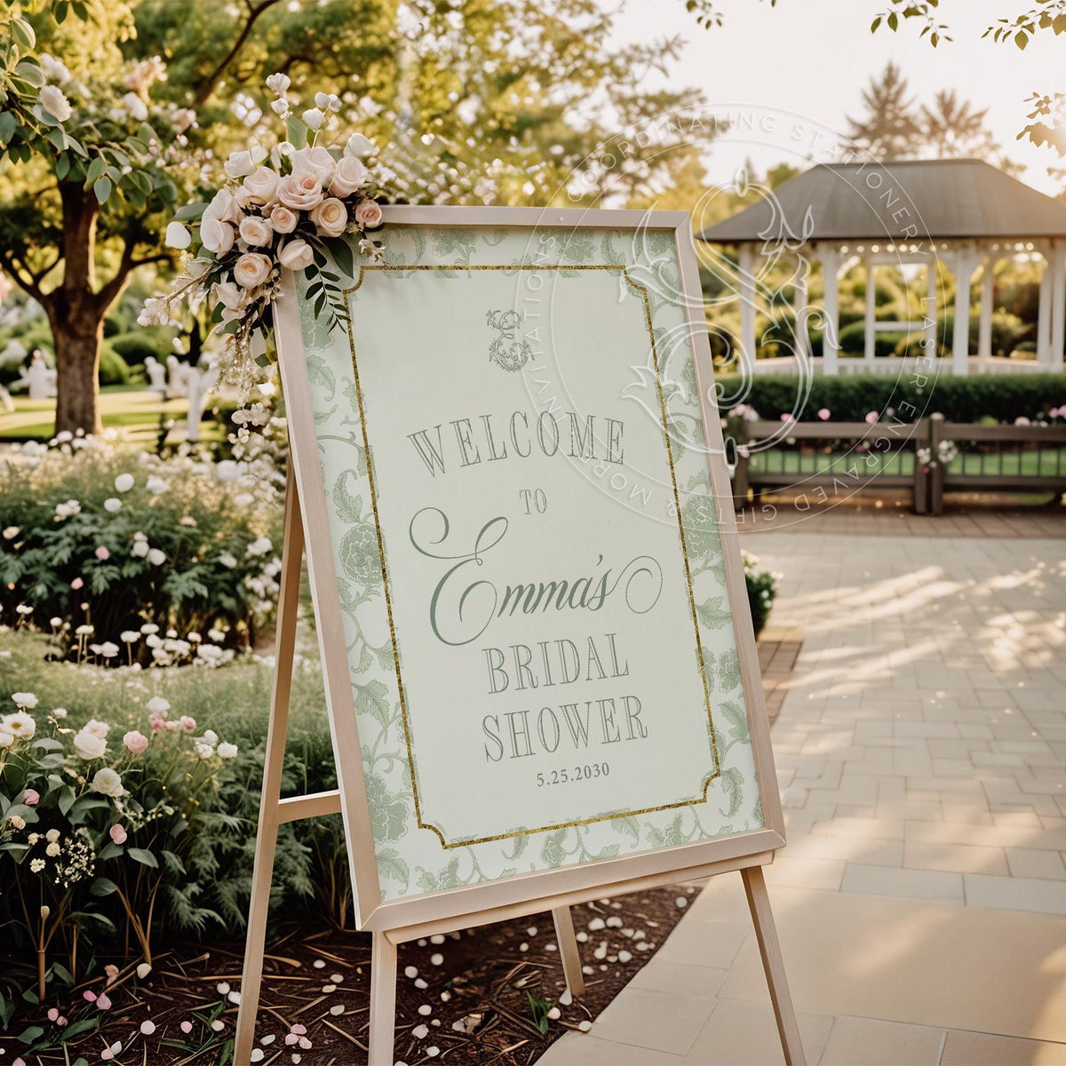 Sage Green Chinoiserie Bridal Shower Welcome Sign