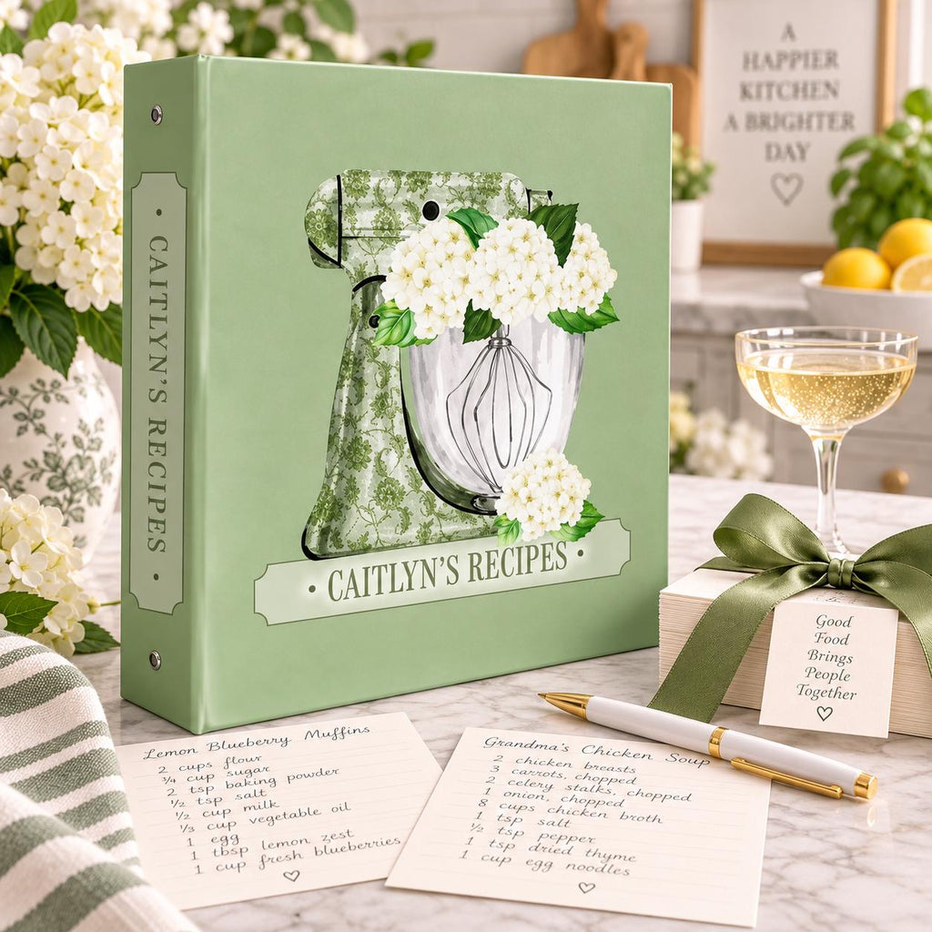 Sage Green Chinoiserie Mixer Recipe Binder - image 1