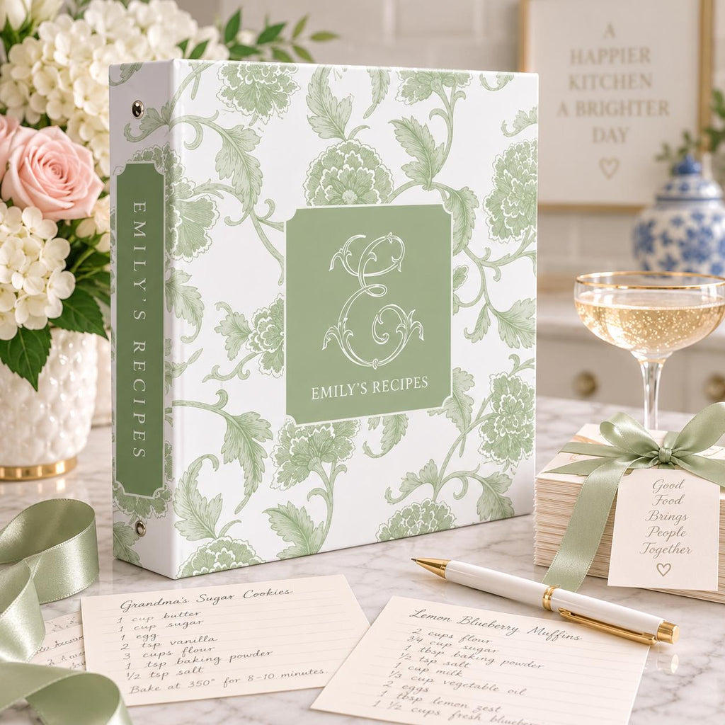 Sage Green Chinoiserie Recipe Binder - image 1