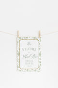 Sage Green Chinoiserie Welcome Sign