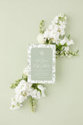 Sage green toile printed bridal shower invitations