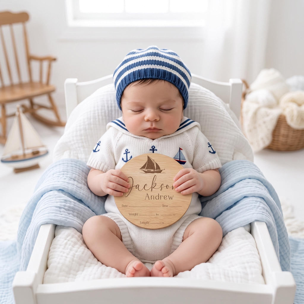Sailboat Baby Birth Stats Sign - image 1