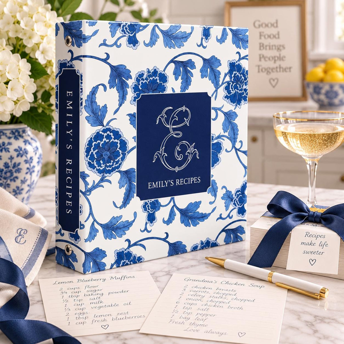 Something Blue Chinoiserie Recipe Binder - image 1