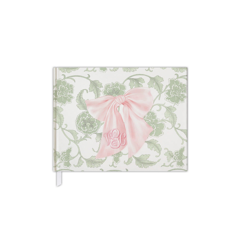 Pink Bow & Sage Green Baby Shower Guest Book detail 2