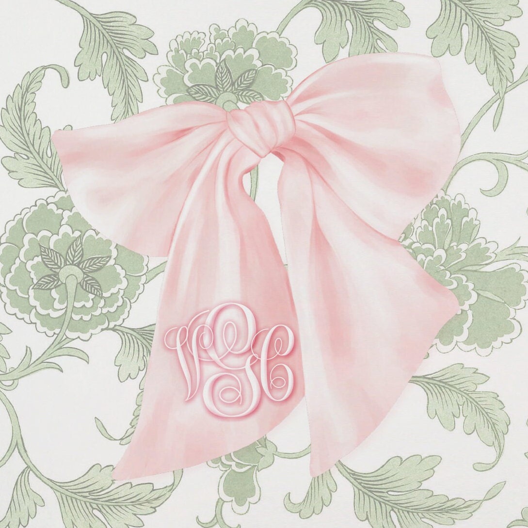 Pink Bow & Sage Green Baby Shower Guest Book detail 4