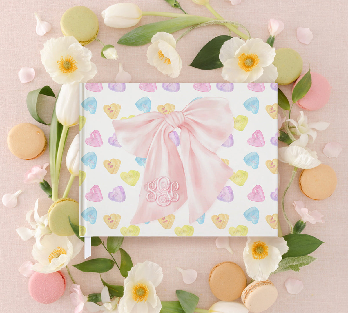 Candy Hearts Pink Bow Baby Shower Guest Book detail 3