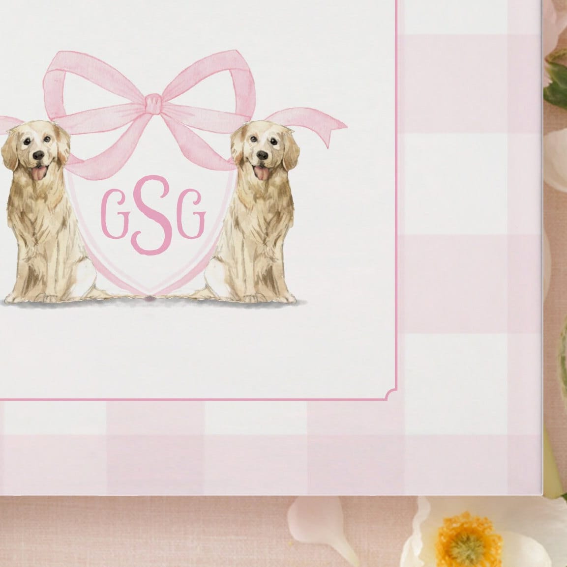 Pink Gingham Golden Retriever Baby Shower Guest Book detail 3