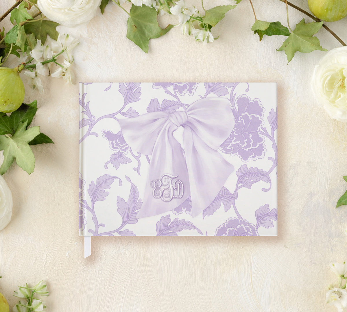 Lilac Bow Chinoiserie Baby Shower Guest Book detail 3