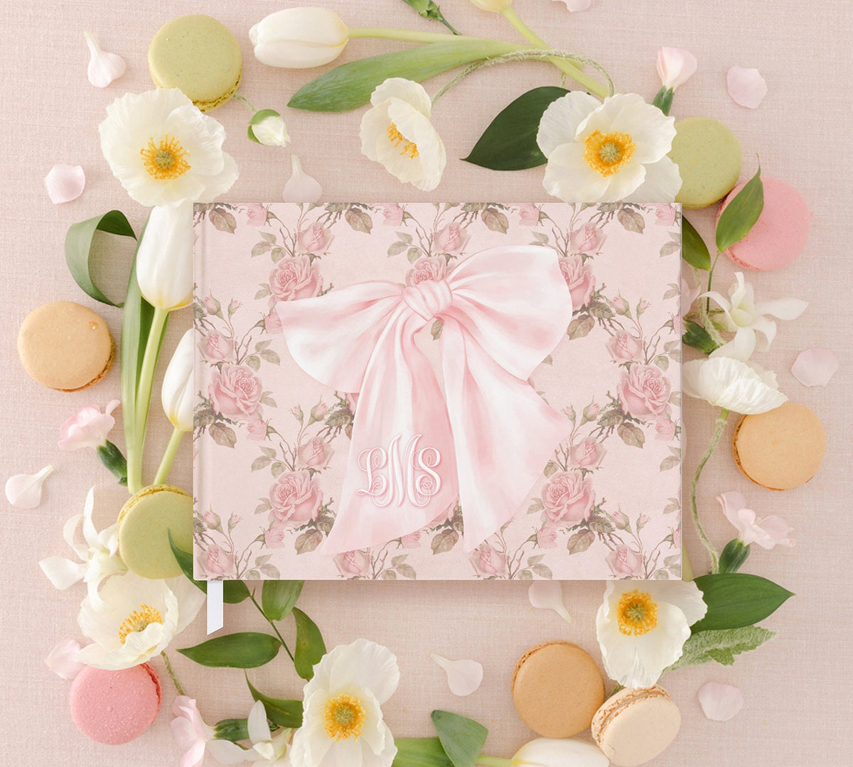 Pink Floral Bow Baby Shower Guest Book detail 3