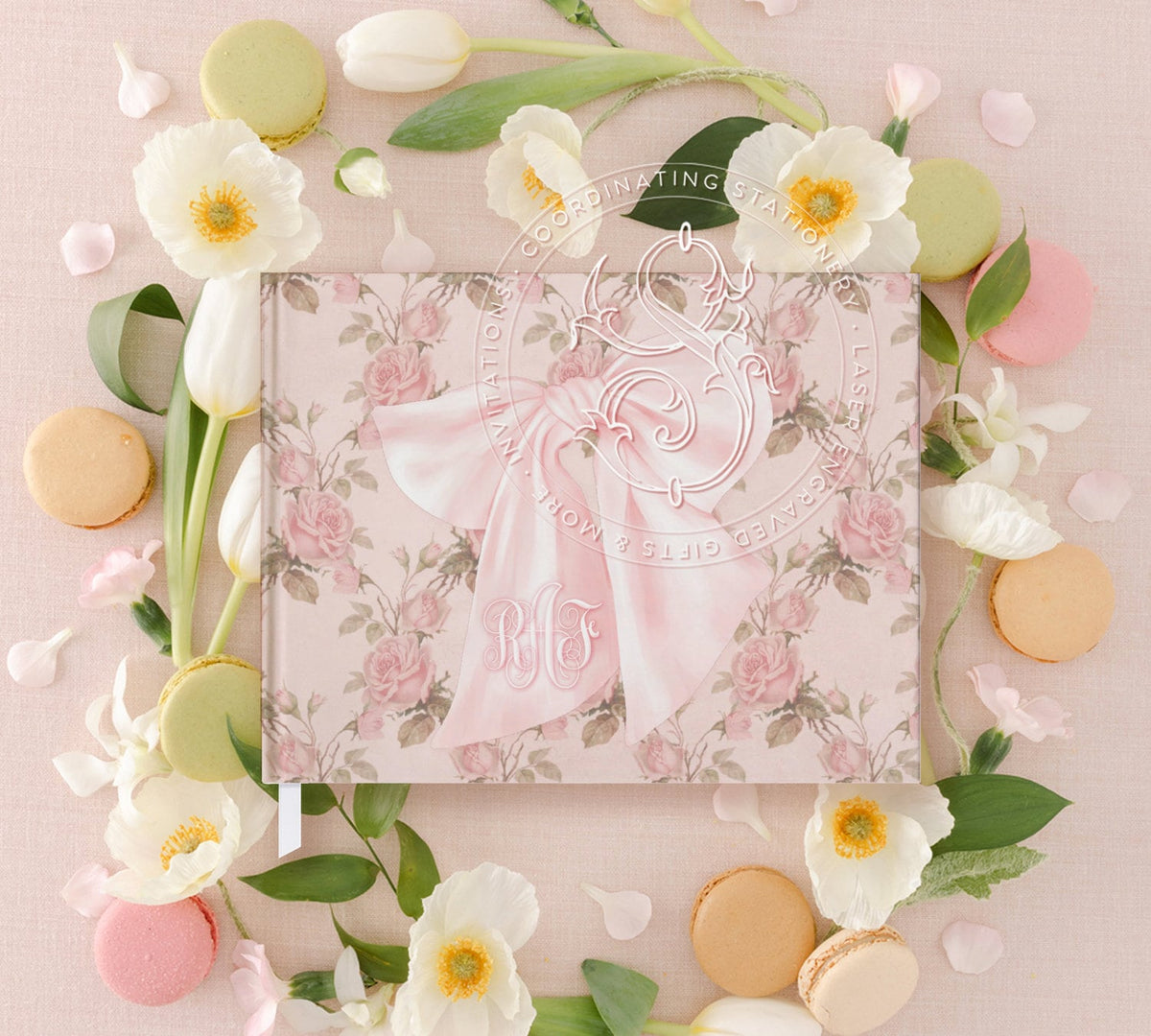 Pink Floral Bow Baby Shower Guest Book detail 4