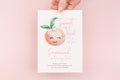 Sweet Peach First Birthday Invitation printed children's birthday invitation