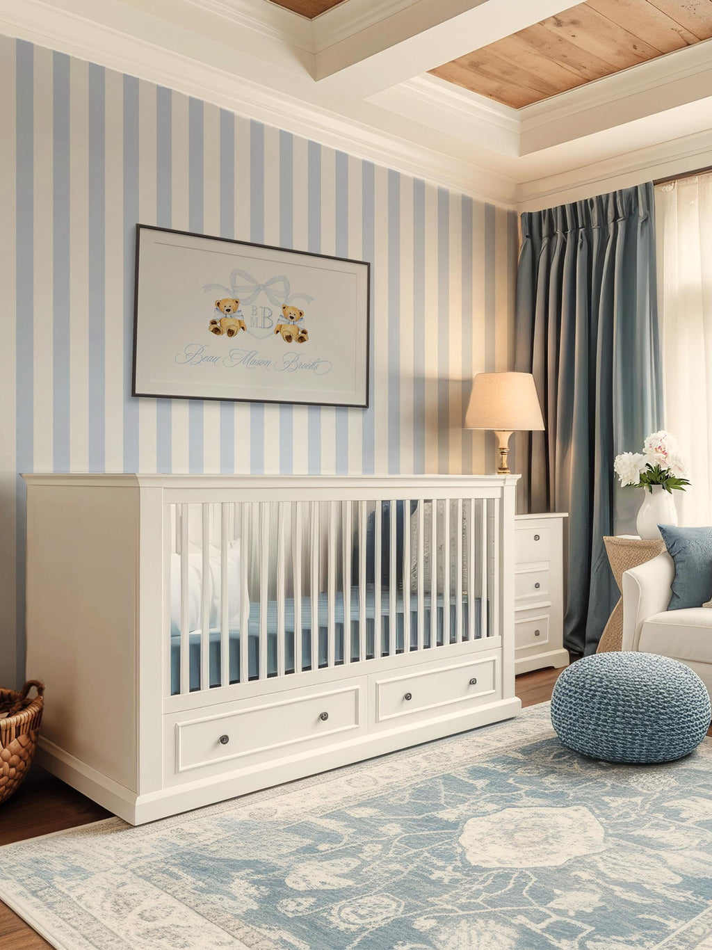 Teddy Bear Monogram Nursery Art: Baby Boy Room Decor - image 2