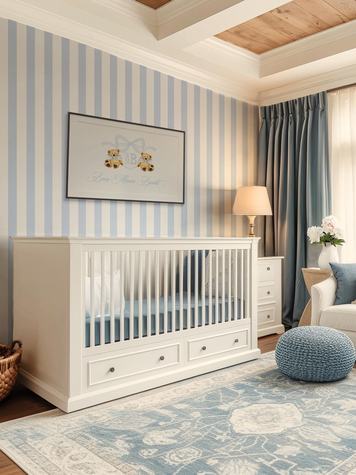 Teddy Bear Monogram Nursery Art: Baby Boy Room Decor - image 2