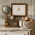 Teddy Bear Name Print: Beige Nursery Decor, Personalized Baby Boy Art - image 1