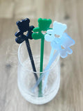 Teddy bear acrylic drink stirrers in classic preppy style