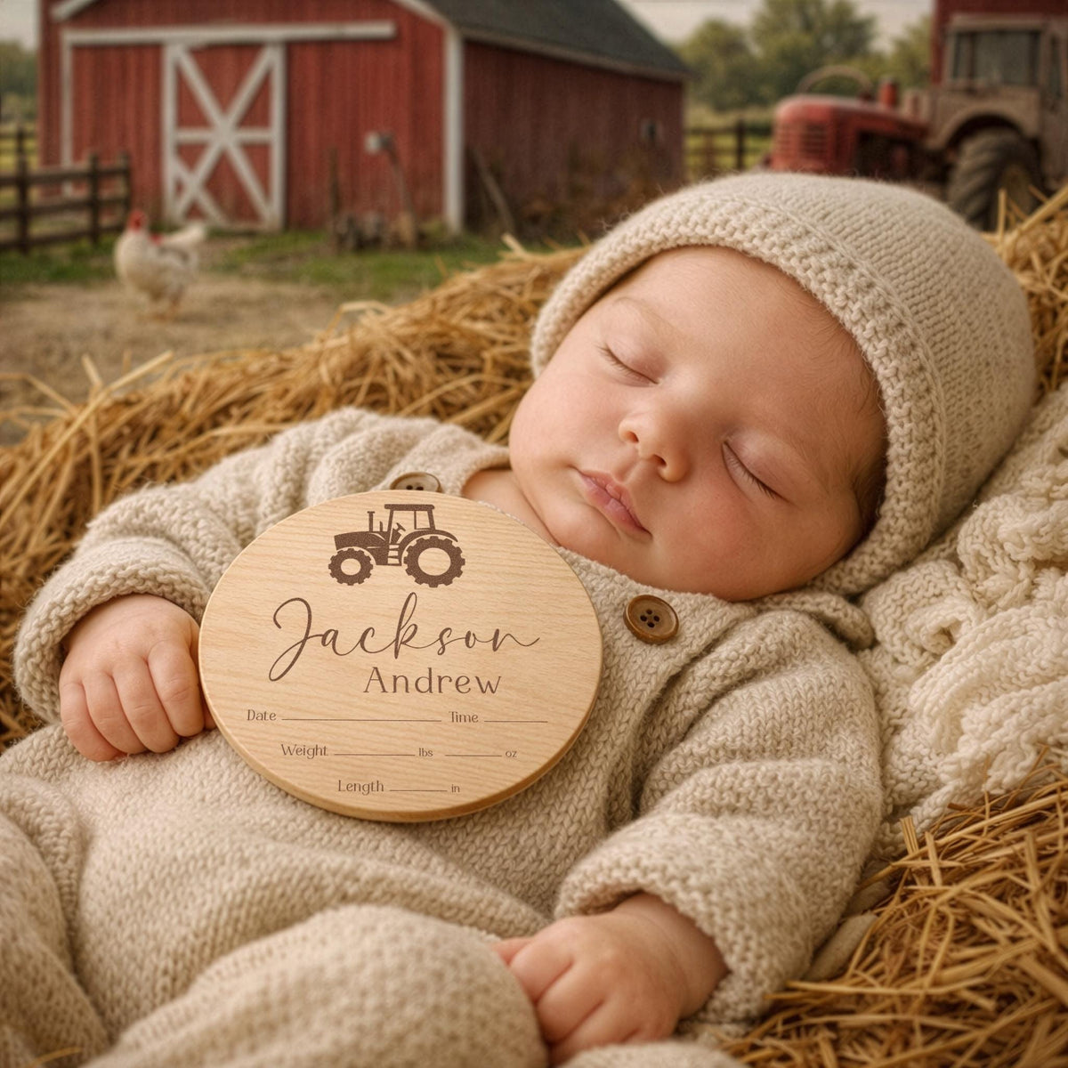 Tractor Baby Boy Birth Stats Sign - image 1