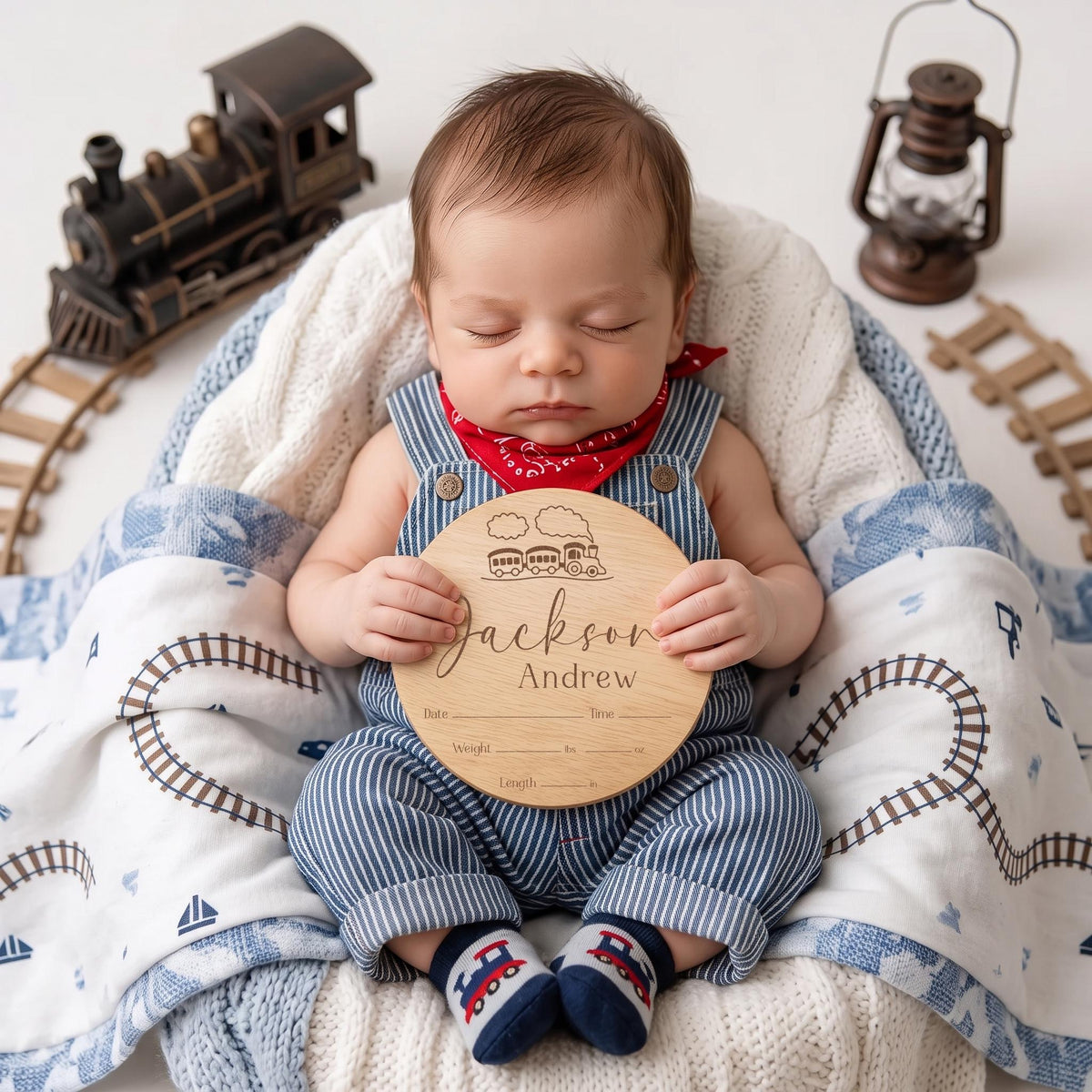 Train Baby Boy Birth Stats Sign - image 1