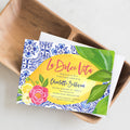 Tuscan lemon floral fuchsia Portuguese tile digital bridal shower invitation
