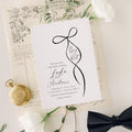 Tying the knot black and white bow printed bridal shower invitations