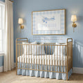 Watercolor Airplane Name Print: Blue Gingham Baby Boy Nursery Art - image 1