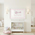 Watercolor Airplane Name Print: Pink Gingham Baby Girl Nursery Art - image 1