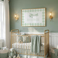 Watercolor Airplane Name Print: Sage Green Gingham Baby Boy Nursery Art - image 1