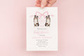 Watercolor Australian Shepherd Baby Shower Invitations: Pink Bow Monogram printed invitation