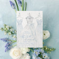 Watercolor classic wedding gown digital bridal luncheon invitation